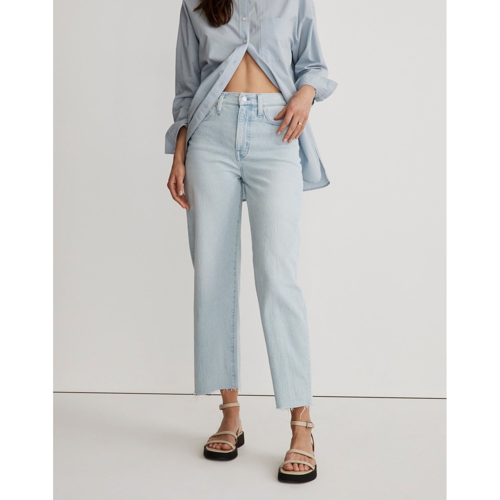 Madewell Jeans Womens 29 The Perfect Vintage Wide-Leg Crop Light Wash Raw Hem